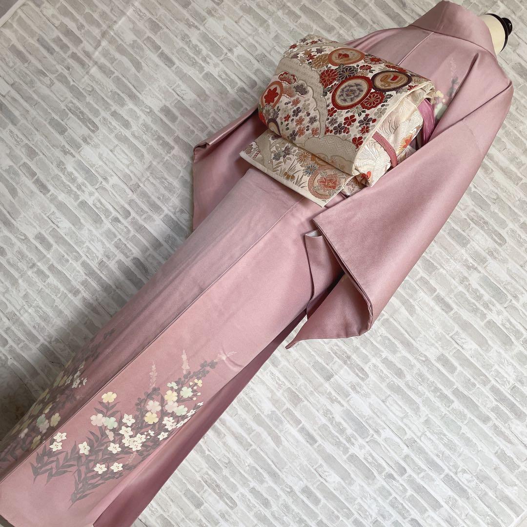 訪問着 フルセット 桔梗 小花 可愛らしい花 春爛漫 手刺繍 着物 Q5