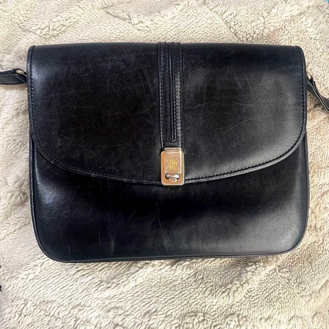 セリーヌ　ヴィンテージ レザーショルダーバッグ CELINE セリーヌ ショルダーバッグ キャメル トリオンフ レザー