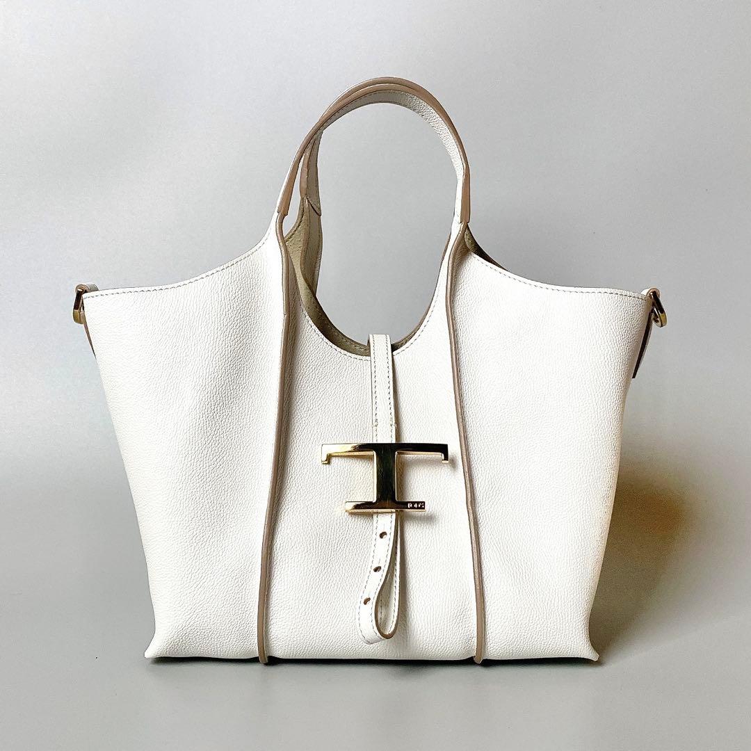 TOD’S / Tタイムレス レザーショッピングバッグ ミニ ホワイト Woman ホワイト T タイムレス レザー ショッピング バッグ ミニ
