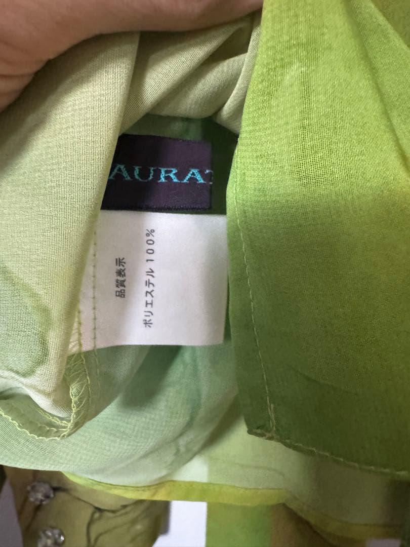 AURATIER グリーン系リボンブラウス - メルカリ