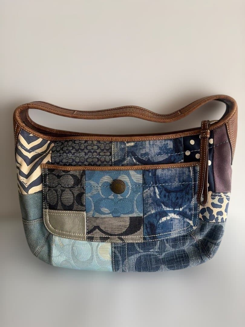 コーチ パッチワーク デニム ワンショルダーバッグ10808