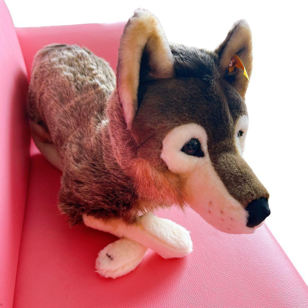 希少 正規品 シュタイフ オオカミ つぶらな瞳がかわいい 狼 ブラウン