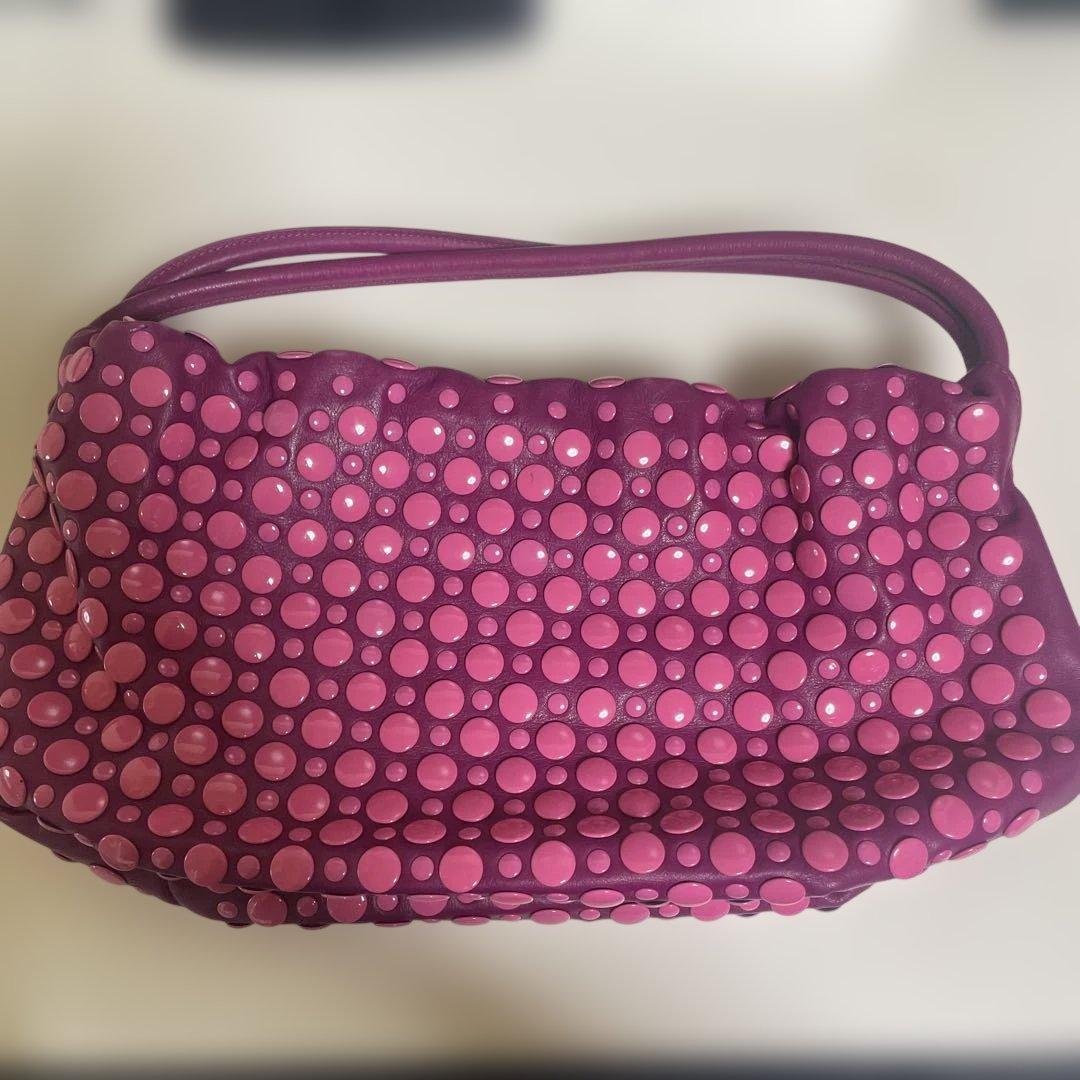 ソニアリキエル スタッズ レザーバッグ パープルピンク SONIA RYKIEL