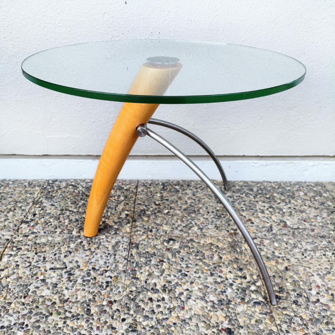 希少 ミッドセンチュリーデザイン ガラステーブル 三本脚 ネスト