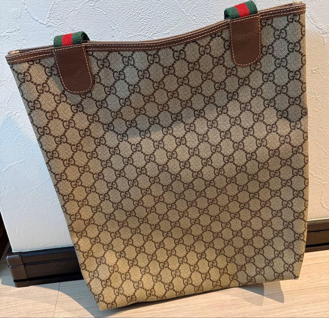 オールドグッチ トートバッグ PVCレザー GGプラス シェリーライン