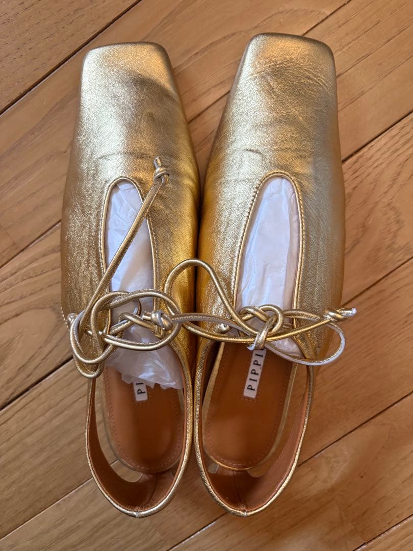 7/23値下　新品未使用　pippichicゴールドフラットシューズ　24 PIPPICHIC AMBER フラットシューズ | maison
