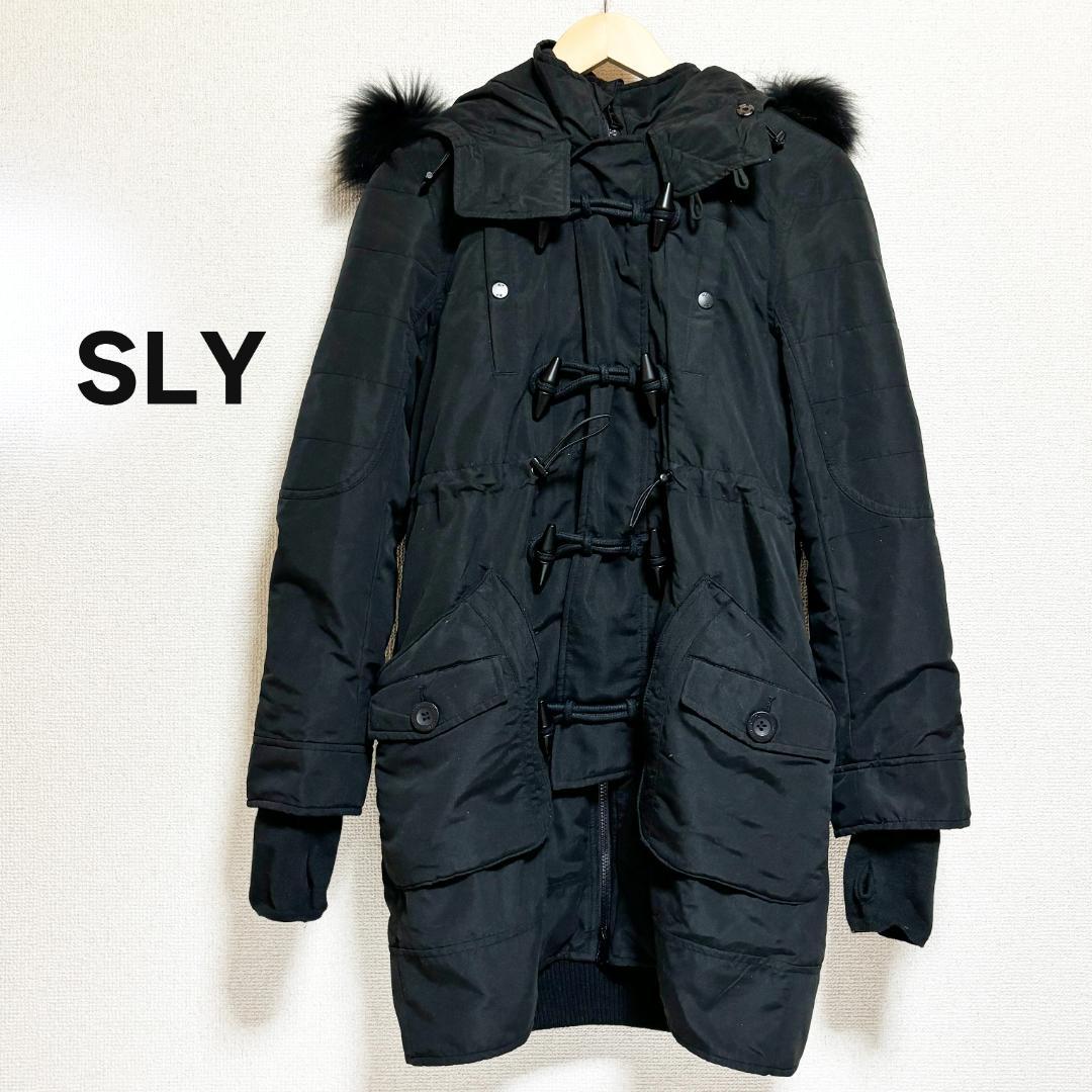 SLY スライ コート アウター ミリタリー ブラック 黒 ロング フード