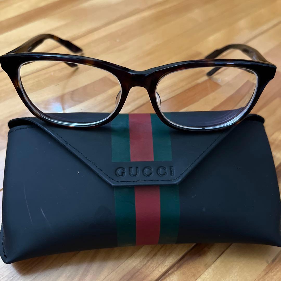 グッチメガネ　美品 グッチ メガネ 眼鏡 アイウエア 48サイズ ブラック レディース GUCCI