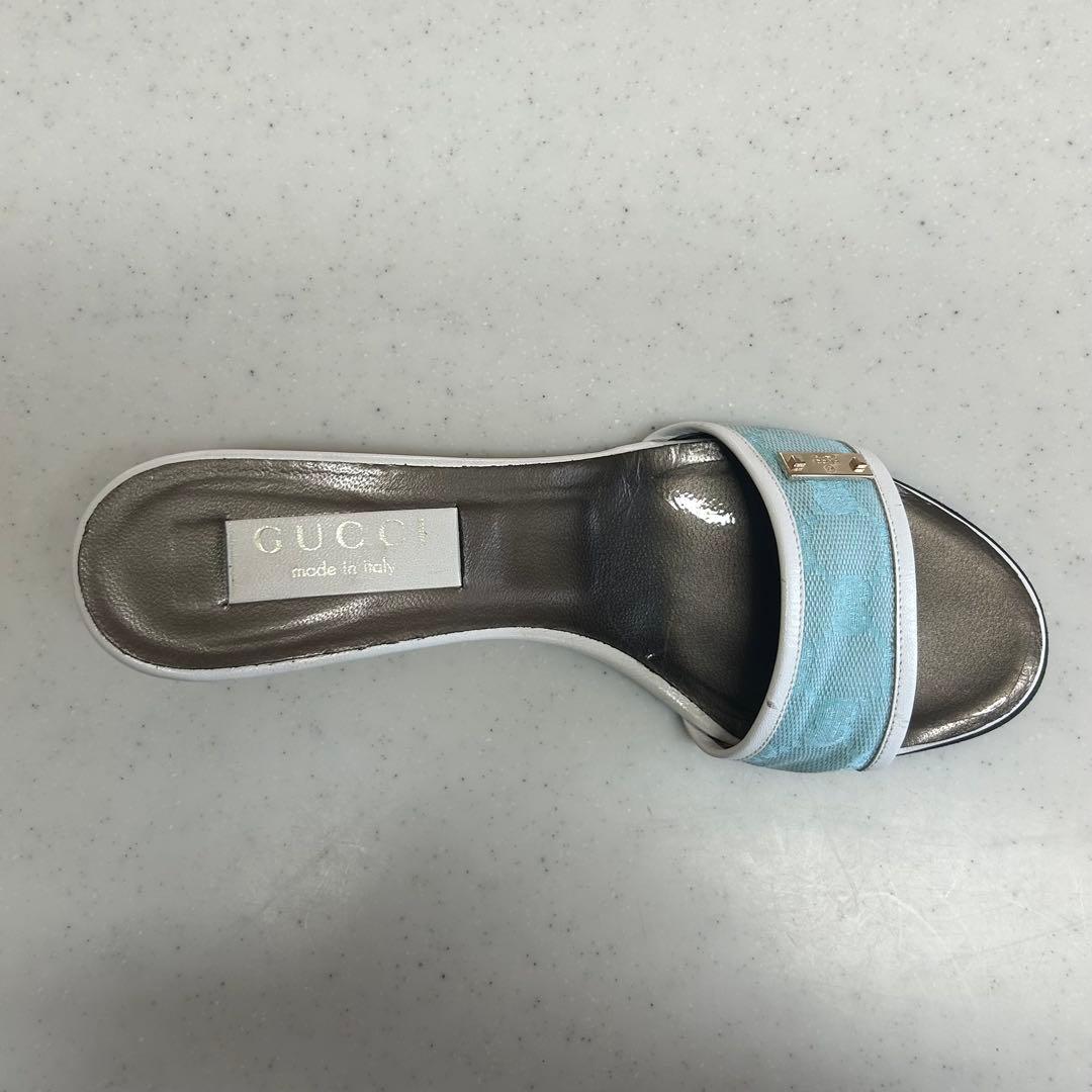 Y2K GUCCI グッチ 水色 ミュール サンダル GGキャンバス - メルカリ
