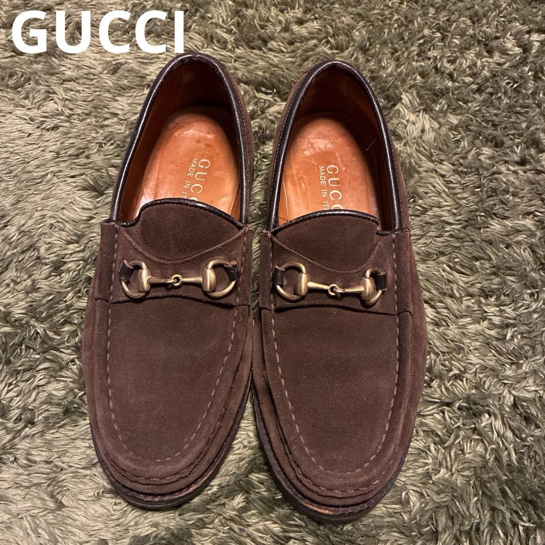 本日限定✨GUCCI グッチ ホースビット スウェード ローファー 23.5 GUCCI】グッチ ホースビット ローファー スウェード 黒 Horsebit