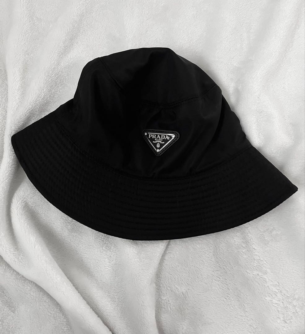 【PRADA バケットハット】プラダ 帽子 バケハ プラダ ハット 帽子 バケットハット トライアングルロゴ ブラック