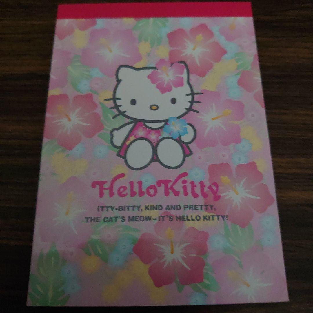 ⭐*)様 新品未使用♡ハローキティハイビスカスメモピンク ハローキティ グッズ メモ帳 キャラクター ミニミニメモ 日焼け