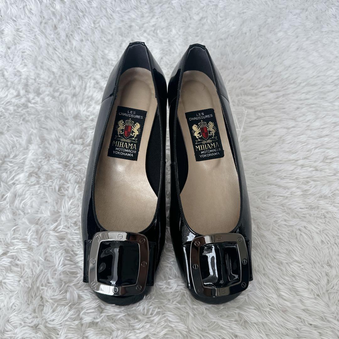 【美品】MIHAMA エナメルフラットシューズ シルバーバックル 24㎝ MIHAMA（ミハマ） カッターシューズ : タカシマヤファッションスクエア