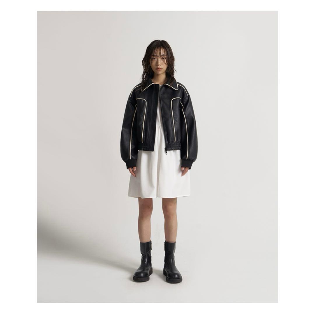 再販なし】ORO Buffing leather piping blouson