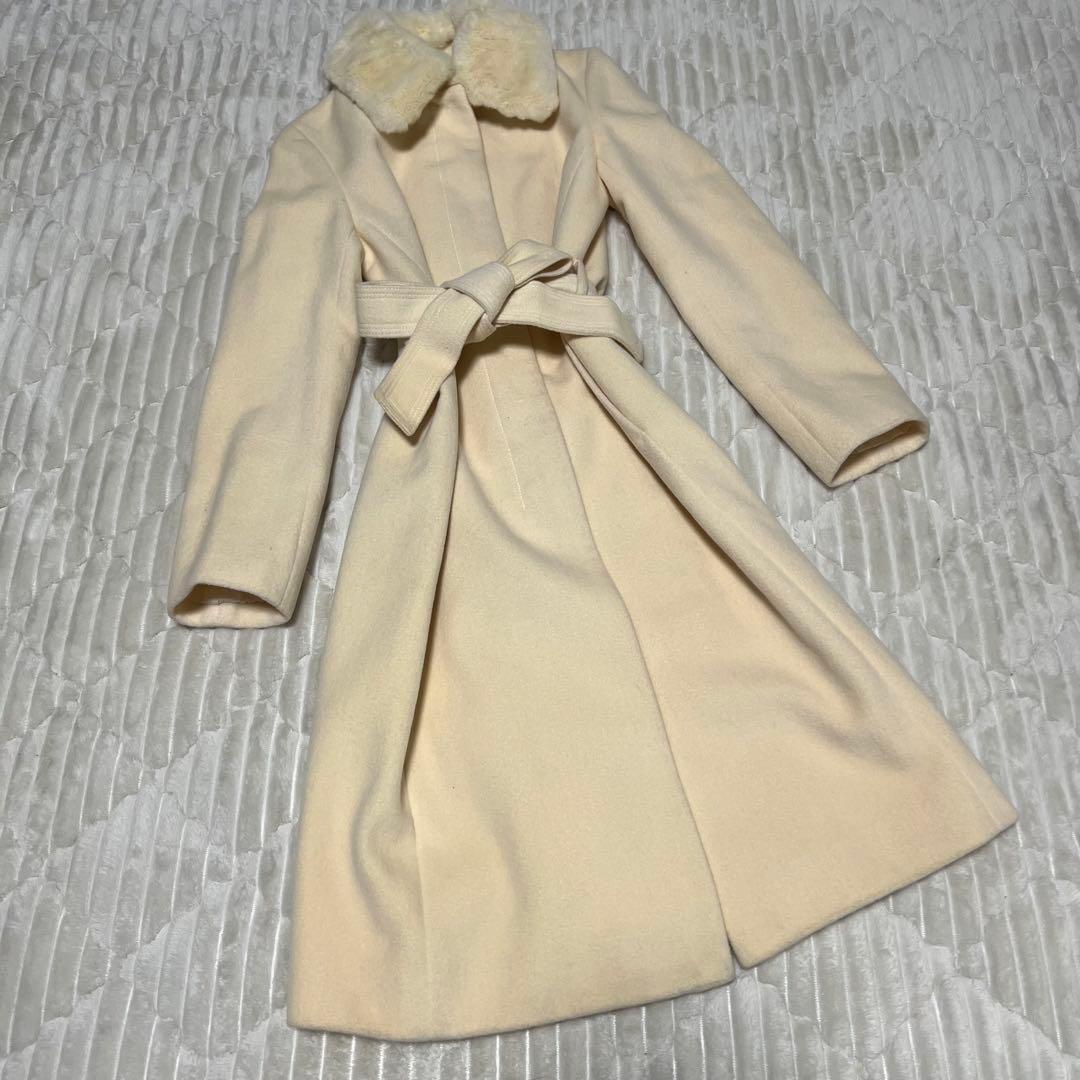 【a3880】エフデ 新品 フォックスファーアンゴラコート ベージュ M 美品 未使用タグ付き SERAFINO ロングコート アンゴラ ウール