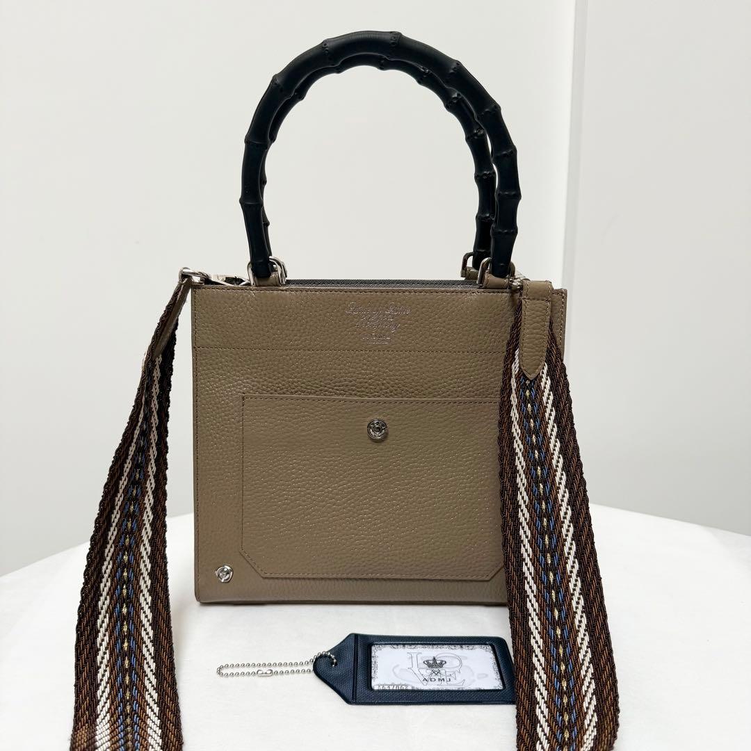 美品 ADMJ バンブーハンドル 2way ショルダーバッグ トートバッグ セール】 バンブーハンドル ミニ ショルダーバッグ （ショルダーバッグ