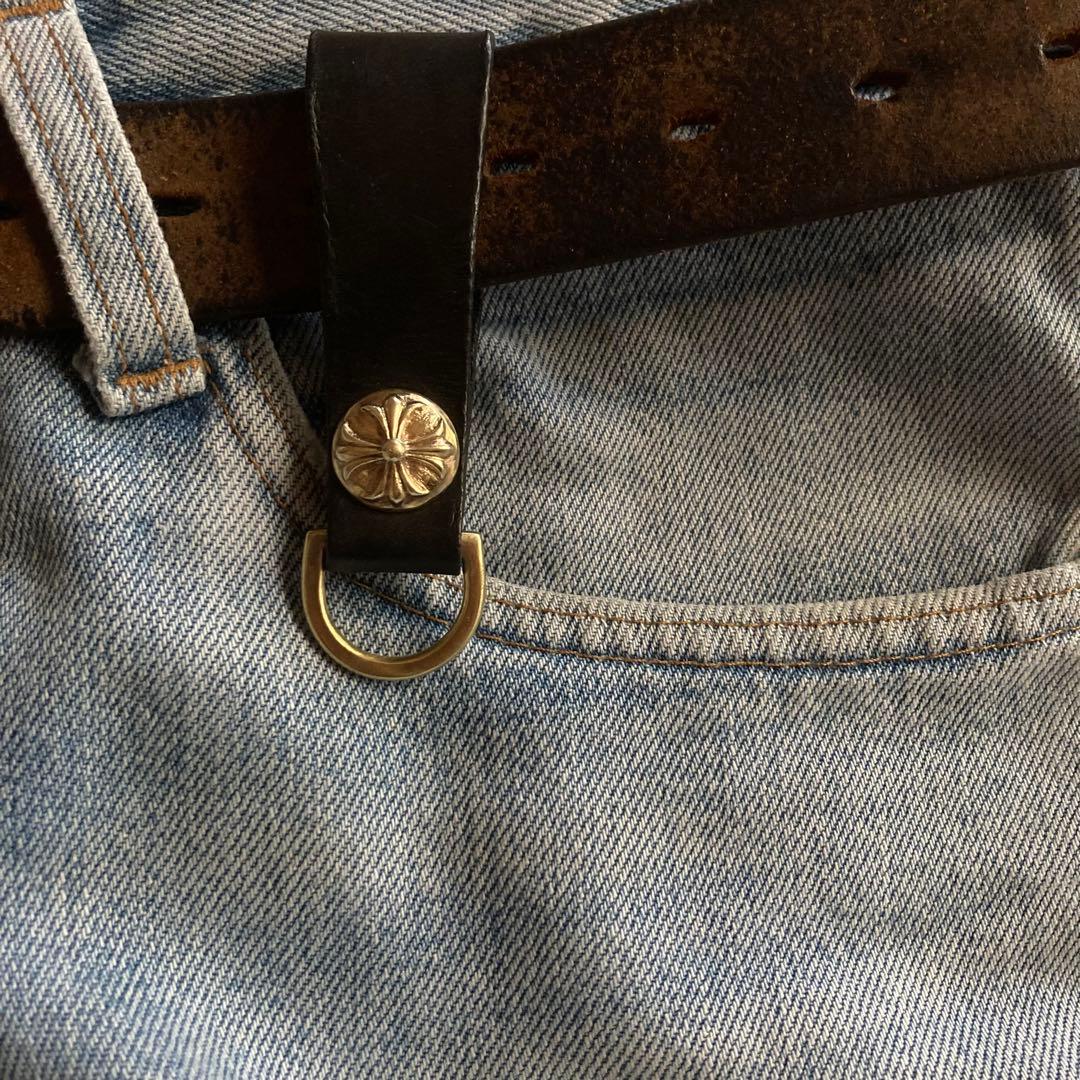 クロスボール 真鍮 ベルトループレザー Dカン ハンドメイド シルバー