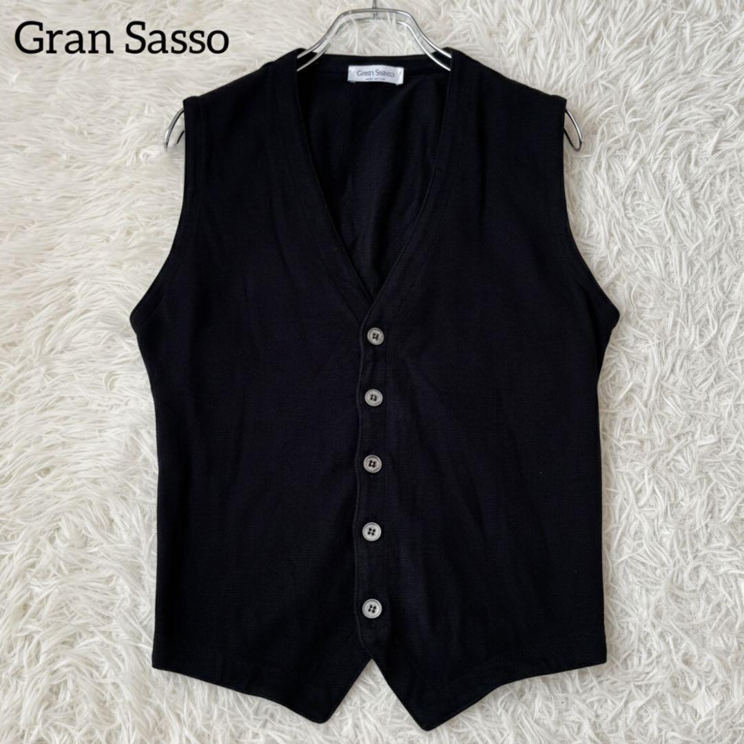 美品✨ グランサッソ ハイゲージニット ウール ベスト ジレ 46 黒 SALE｜GRAN SASSO グランサッソ / ウールビスコースカシミヤ クルー