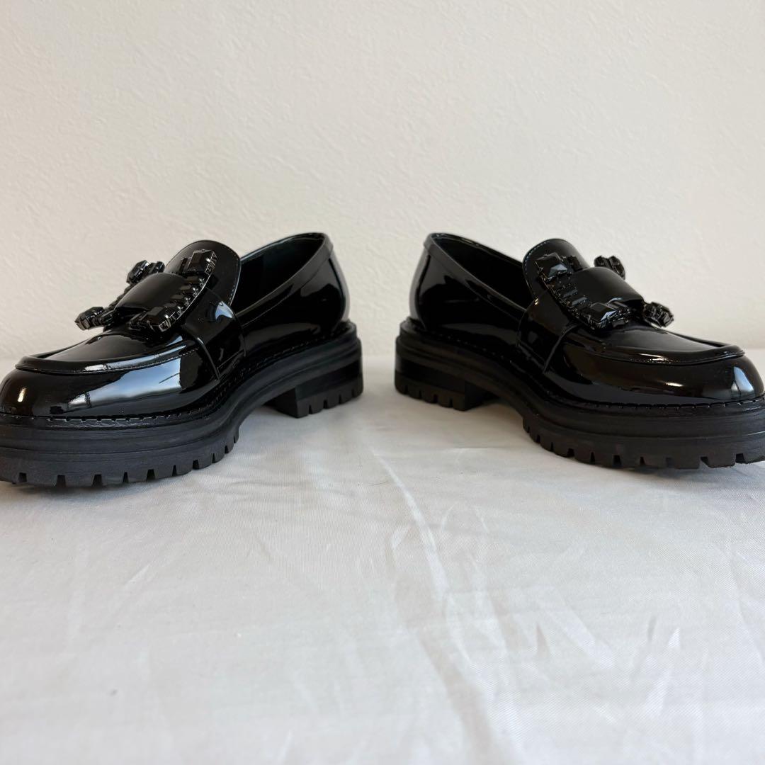 ⑤ 中古美品Sergio Rossi クリスタルバックル ブラック 22.5cm