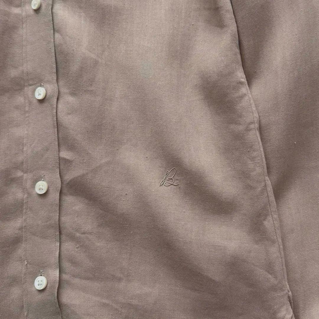 MADISONBLUE モカベージュ 名品 マダムシャツ 100%リネン 刺繍