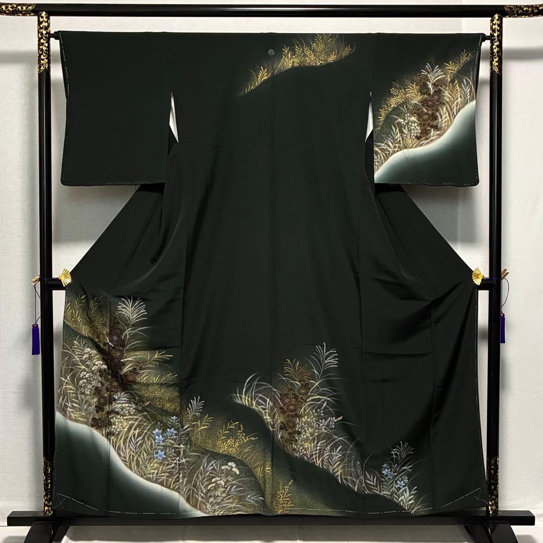 D101 訪問着 手描き花模様 縫い紋 正絹 着物 袷 しつけ糸付き未使用極美品 D316 訪問着 手描き花模様 正絹 着物 袷 しつけ糸付き未使用極美品