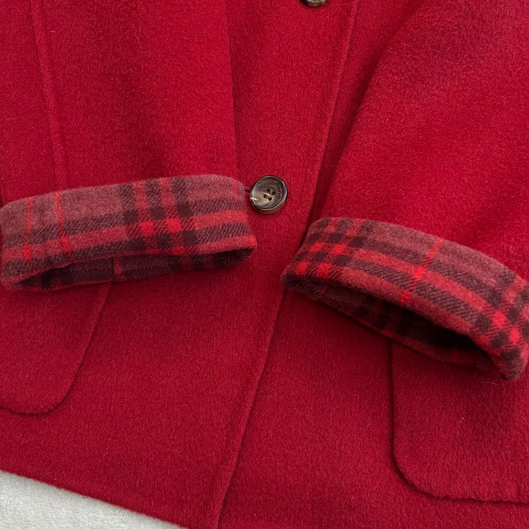 極美品】バーバリーロンドン ピーコート ダブルフェイス カシミア混 レッド