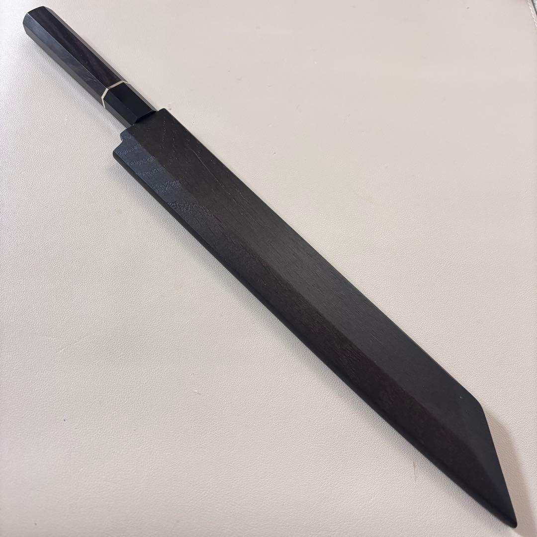 270mm 切付柳刃包丁 鏡面　黒檀黒水牛八角柄 刺身包丁 【全鋼】'鞘付き༩ 堺 孝行 白虎 白一鋼 切付柳刃包丁 270mm 黒檀柄 鞘付き – 清助刃物 Japan