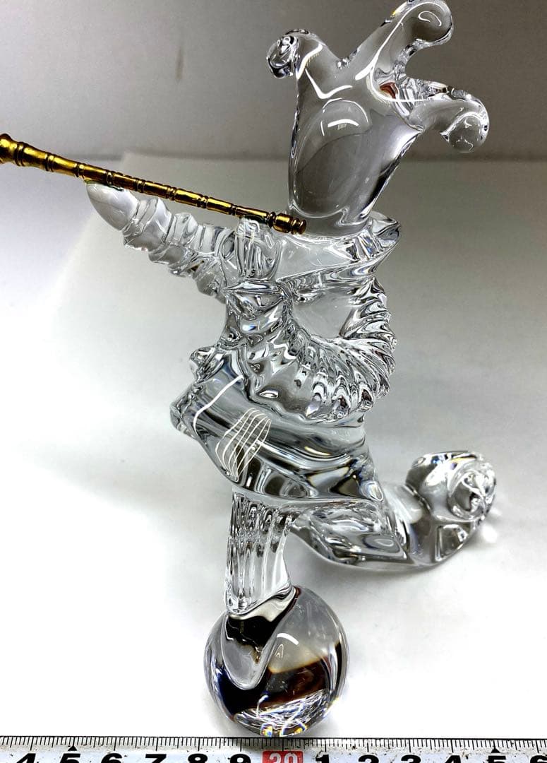 バカラ　ピエロフィギュリン　高さ約15.5㎝　東Y7-0204④タルサ 希少 未使用 美品 バカラ 笛吹き ピエロ クリスタル ガラス フィギュア
