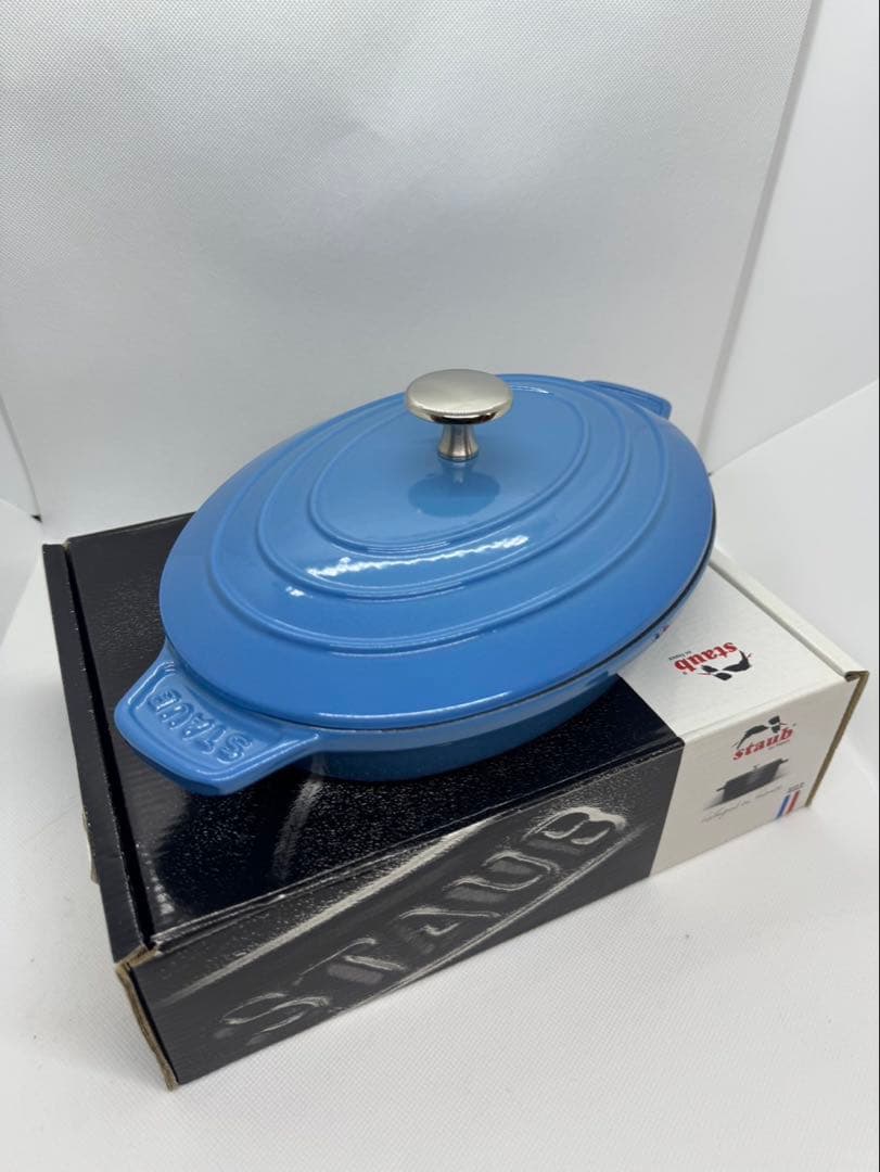 希少品‼️ストウブ　限定色サックスブルー　オーバルプレート ストウブstaub サックスブルー20センチ - メルカリ