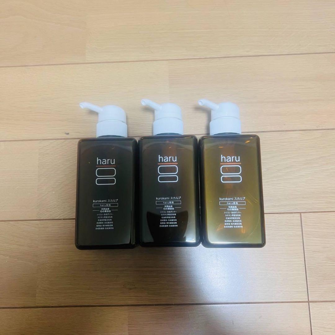 s y5367 haru 黒髪スカルプシャンプー 400ml×3本 haru（ハル） Kurokami Scalp 黒髪スカルプ シャンプー [3種類から