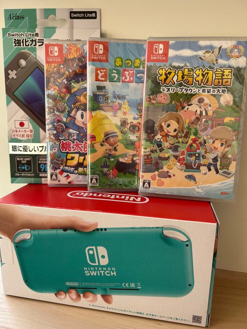 【新品未開封】Switch Lite ターコイズ+ソフト3本＋保護フィルム Amazon.co.jp: Nintendo Switch Lite ターコイズ + 【任天堂ライセンス