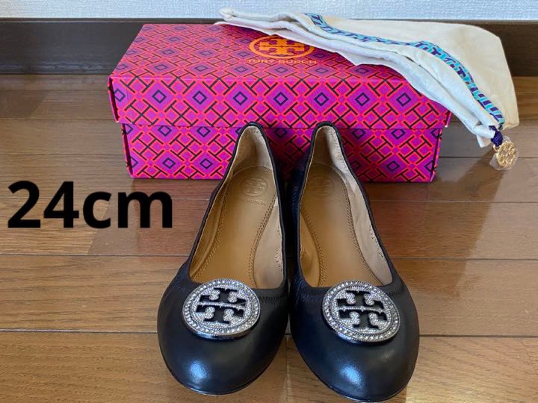 Tory Burch フラットシューズ　黒　24cm TORY BURCH（トリーバーチ） フラットパンプス ブラック 黒 サイズ表記