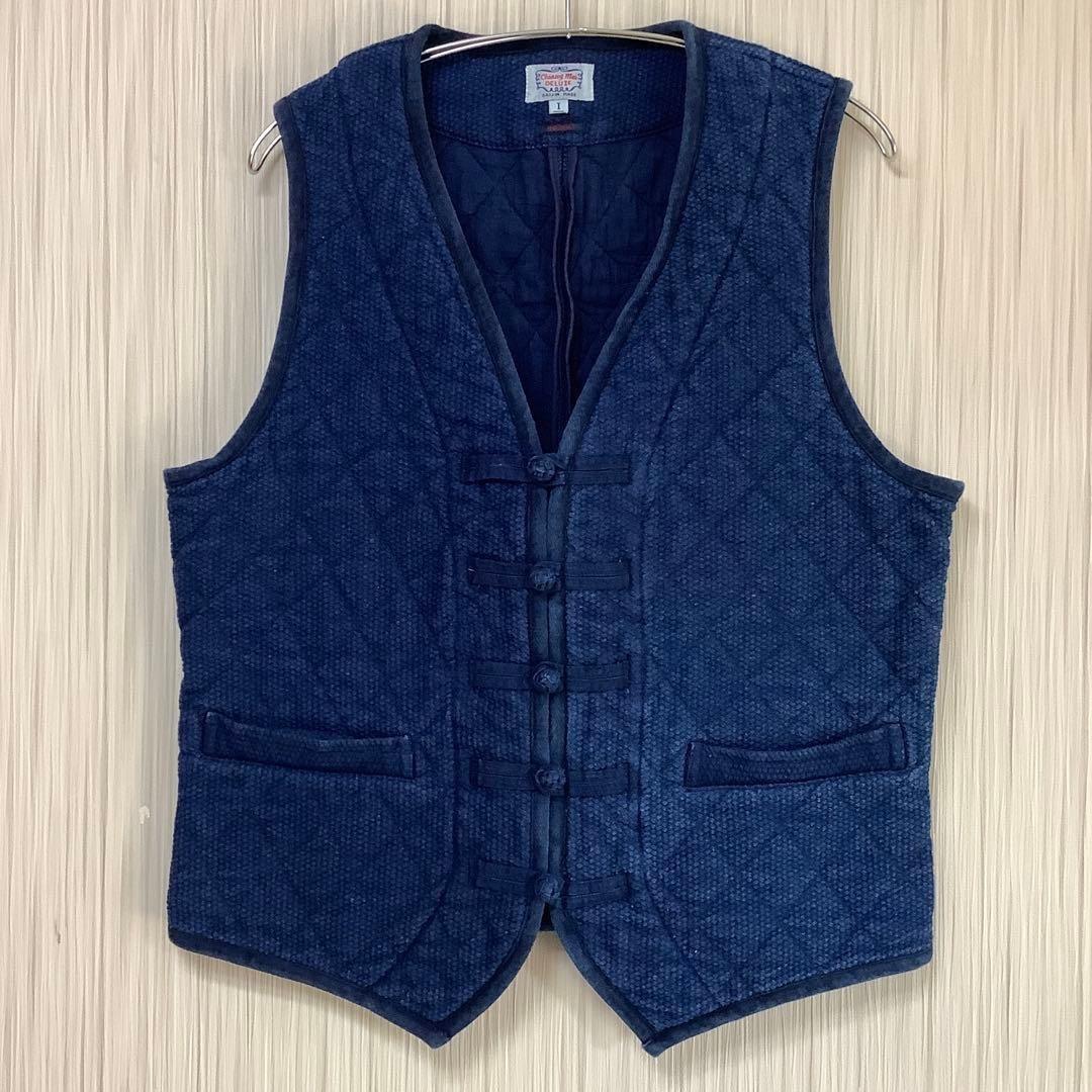 【GAIJIN MADE】藍染刺し子ベスト 柔道着ベスト チャイナボタン アメカジブランド【chiang mai deluxe gaijin made/チェンマイ