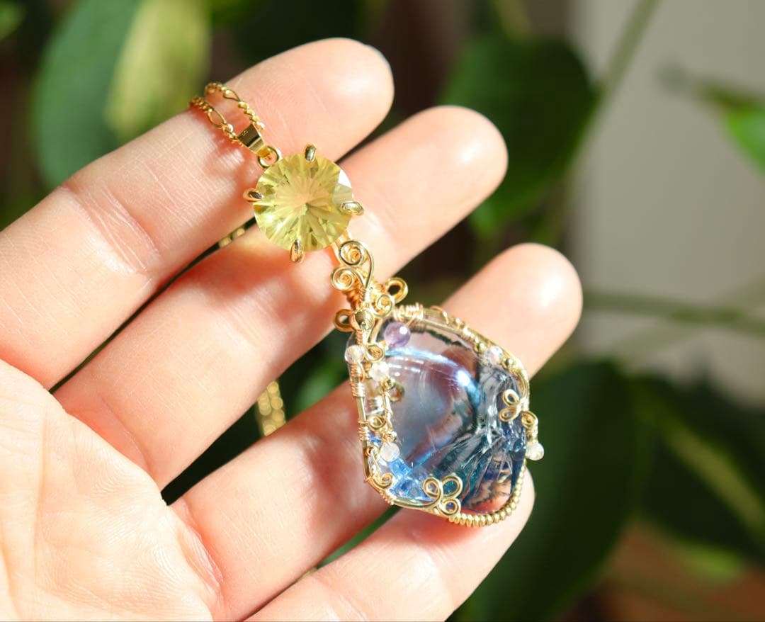 アースシャーマンアンダラクリスタル×レモンクォーツのワイヤー