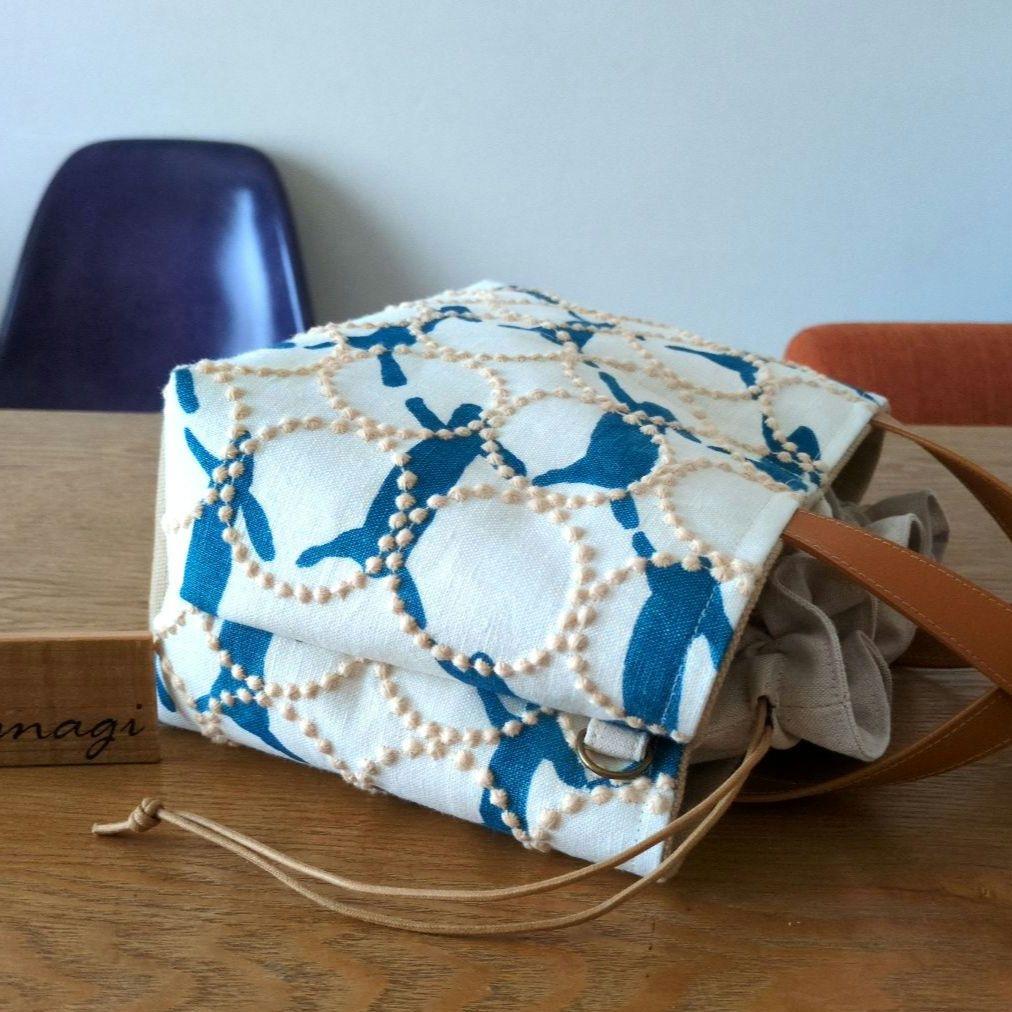 1561】あおりポケットの巾着バッグ＊ミナペルホネンの通販｜beswd.com