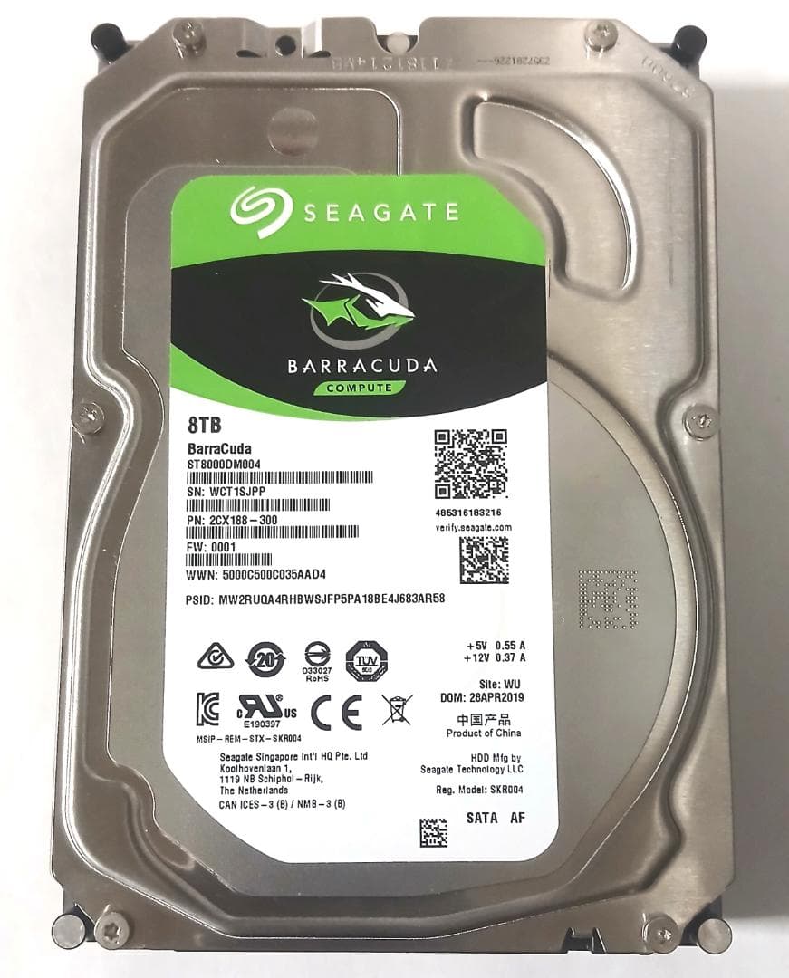 Seagate　ST8000DM004　8TB　3.5インチ　中古 SEAGATE BARRACUDA 8TB 5.4K 6Gbps 3.5