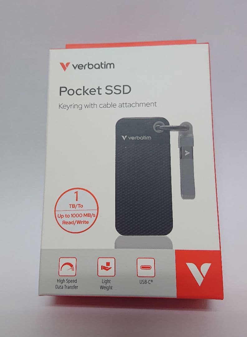 Verbatim Pocket SSD 1TB 新品未開封 Pocket SSD | USB-C | 1TB | Black SSD/Blue Cable | Verbatim