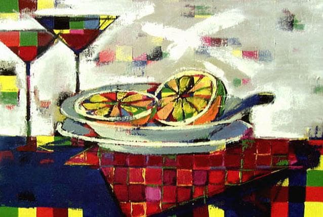 油絵 菅家令子 インテリア uF6-061703 静物 フルーツ グラス - メルカリ