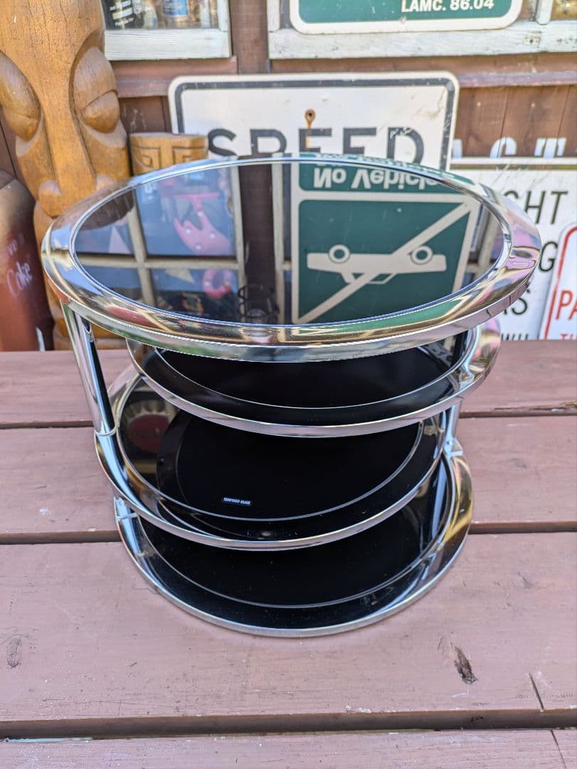 ミッドセンチュリー　スペースエイジ　ラウンドテーブル　強化ガラス　ガラステーブル ミッドセンチュリー スペースエイジ センターテーブル ガラステーブル