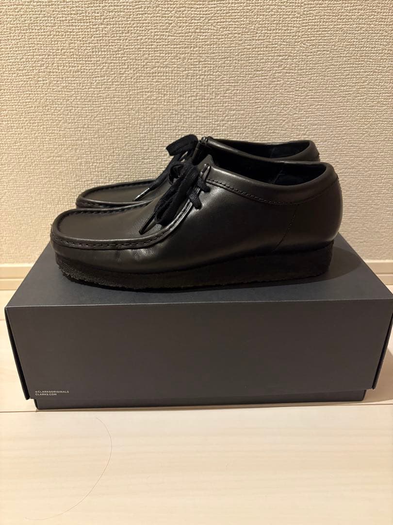 クラークス ワラビー ブラックレザー 24.5cm