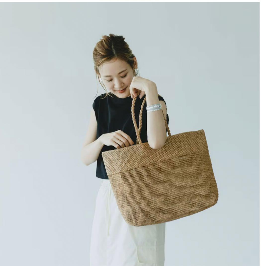 【今季販売終了品】北欧暮らしの道具店　ラフィアのトートバッグ（横長） d0f3187fd436239a1e54a9972d8640