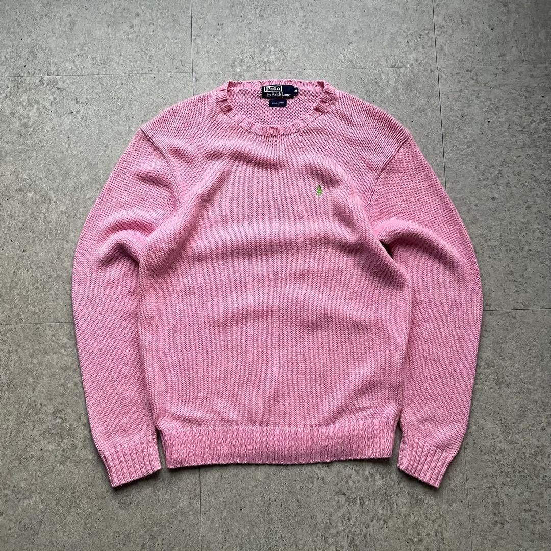 90s Ralph Lauren ポロバイラルフローレン コットンニット ピンク Polo by Ralph Lauren ポロバイラルフローレン サーモンピンク