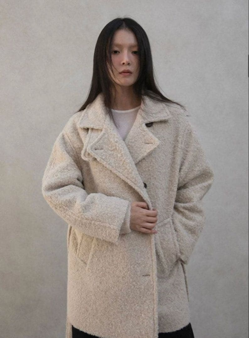 新年セール　OHOTORO コートミドル　2way Half Coat boucle 2way half coat | OHOTORO