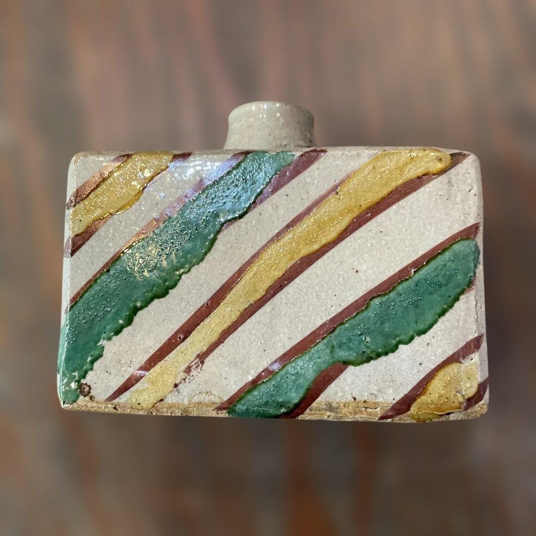 益子焼　合田好道　色絵角瓶　箱なし