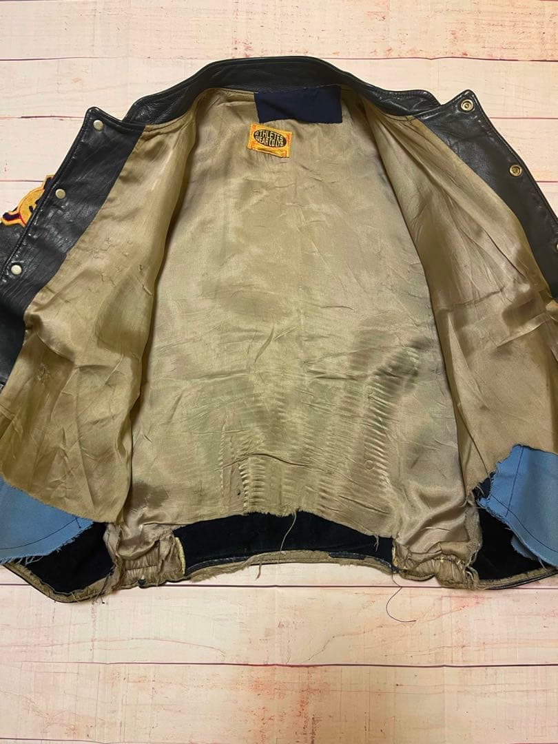 最終値下】60s オールレザースタジャン バーシティジャケット - メルカリ