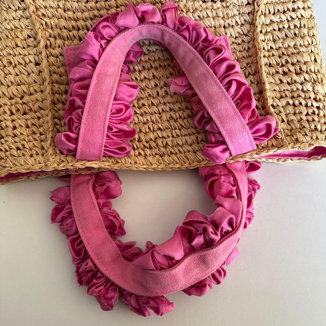 LUDLOW ラドロー グレープハンドル ラフィア かごバッグ ピンク - メルカリ