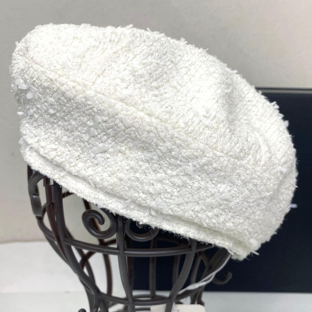 新品 CHANELシャネル ココマーク ツイード ベレー帽 ホワイト 正規品
