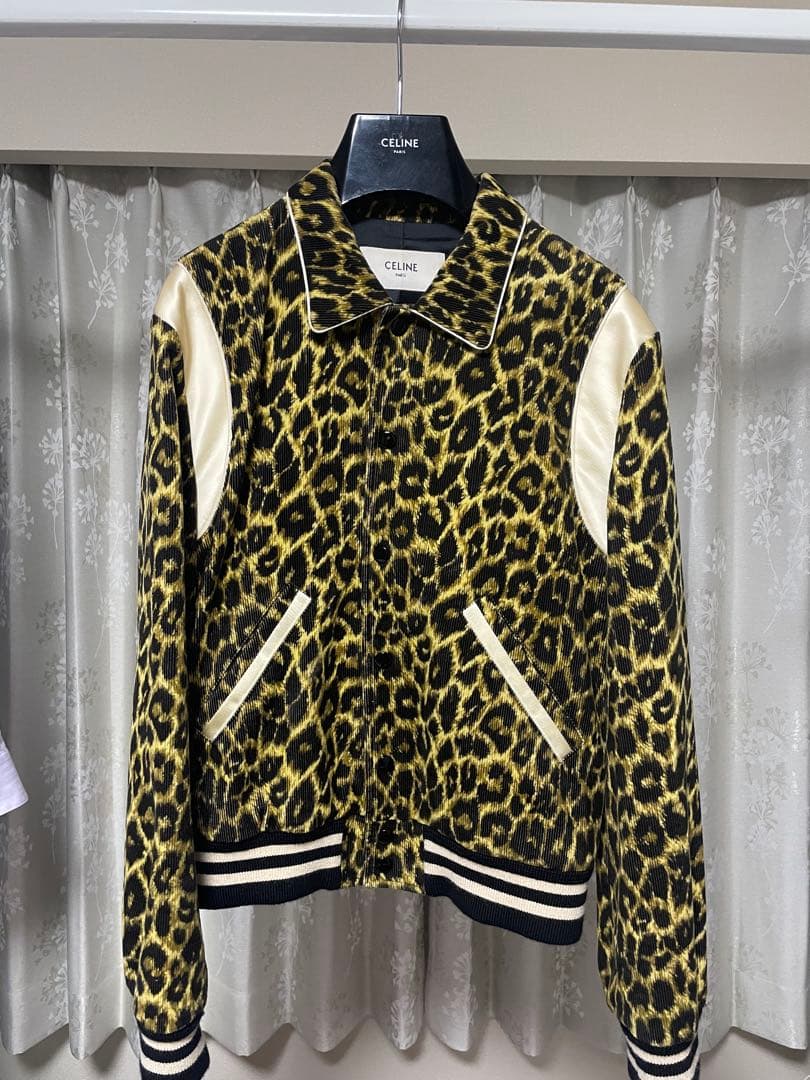 CELINE レオパード　テディ　エディ期 19SS セリーヌ エディ期 キャメル×シルク ジャケット 46 メンズ ブラウン