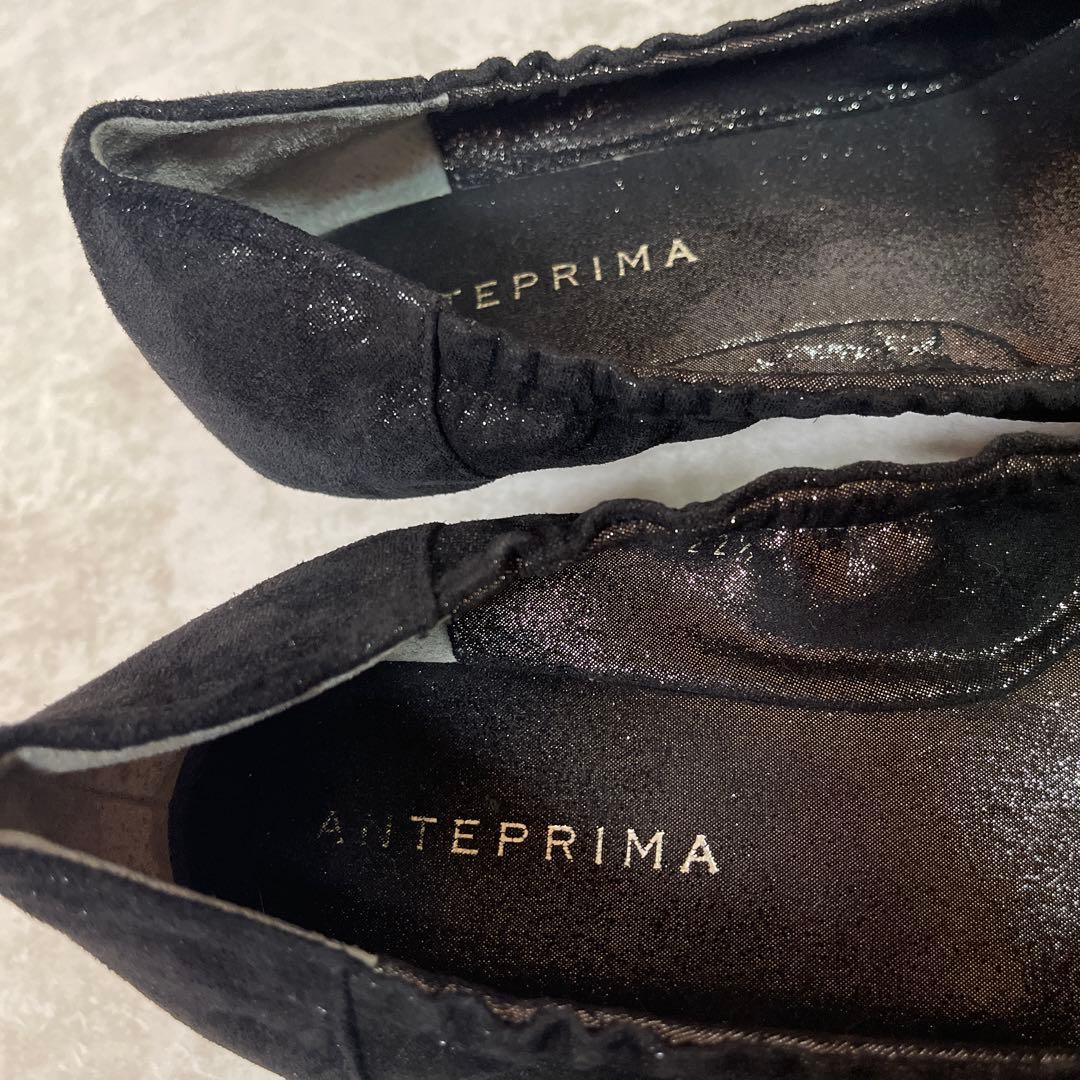美品✨アンテプリマ フラワーフラットシューズ 22.5 黒 - メルカリ