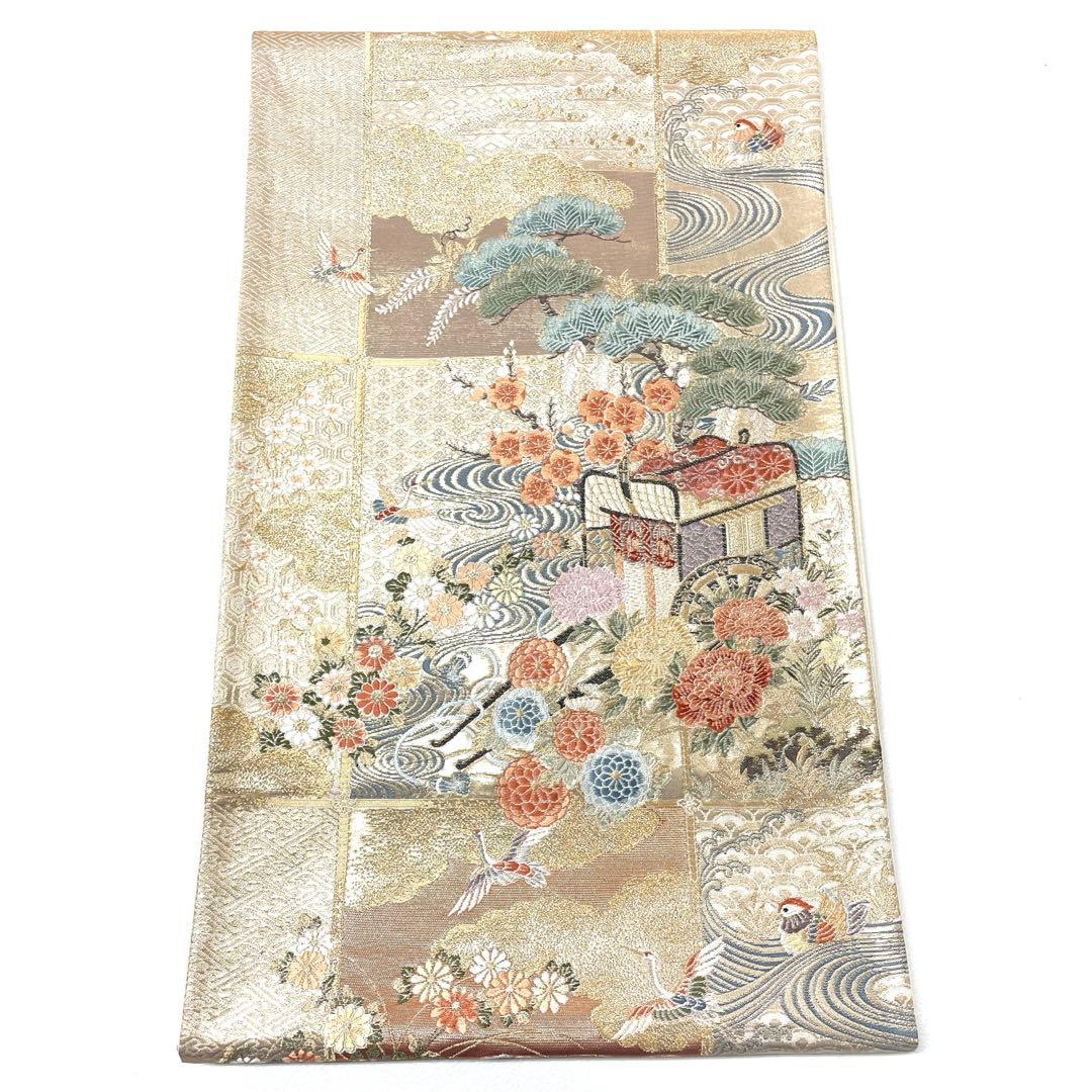 A1804 ○高級 正絹 唐織 六通 袋帯 鶴 - メルカリ